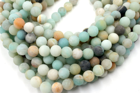 Matte Amazonite Gemstone Beads, 6mm, Round,